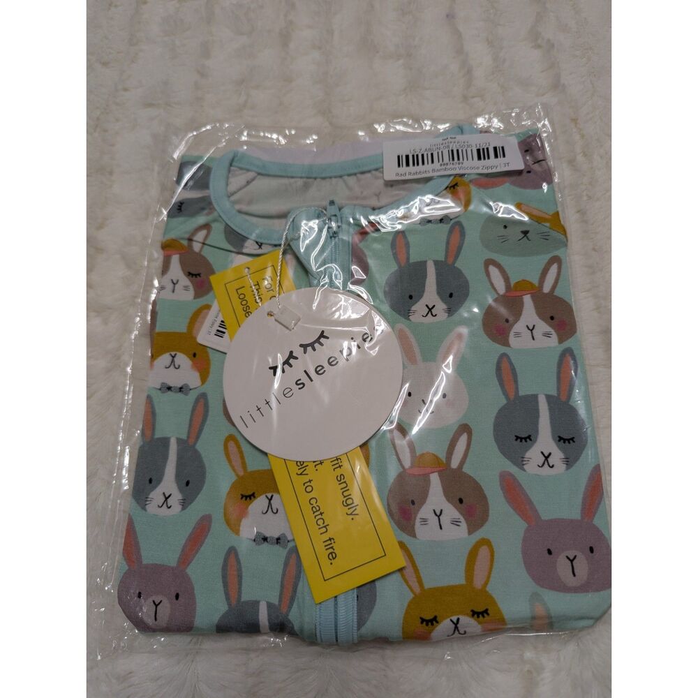 BNIB Little Sleepies Rad Rabbits LS Zippy size 3T